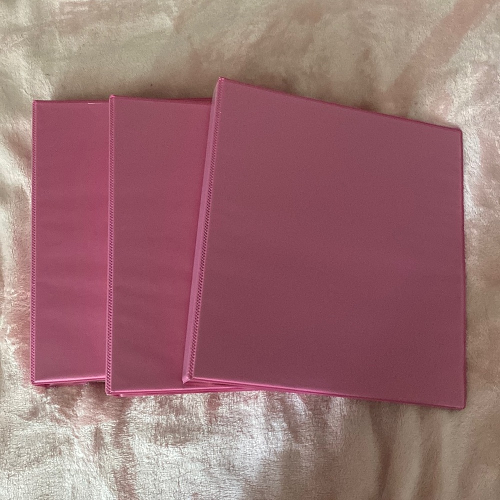 Three Pink : 3 ring binders with double pockets